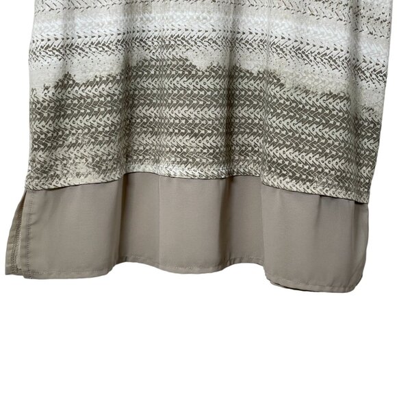 Chico’s Brown White Striped V Neck Short Sleeve Top Size 1 Medium Casual Fall - Picture 9 of 10